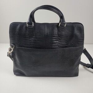 Levenger Messenger Black Leather Crossbody Bag Men Briefcase Bag Carry-On